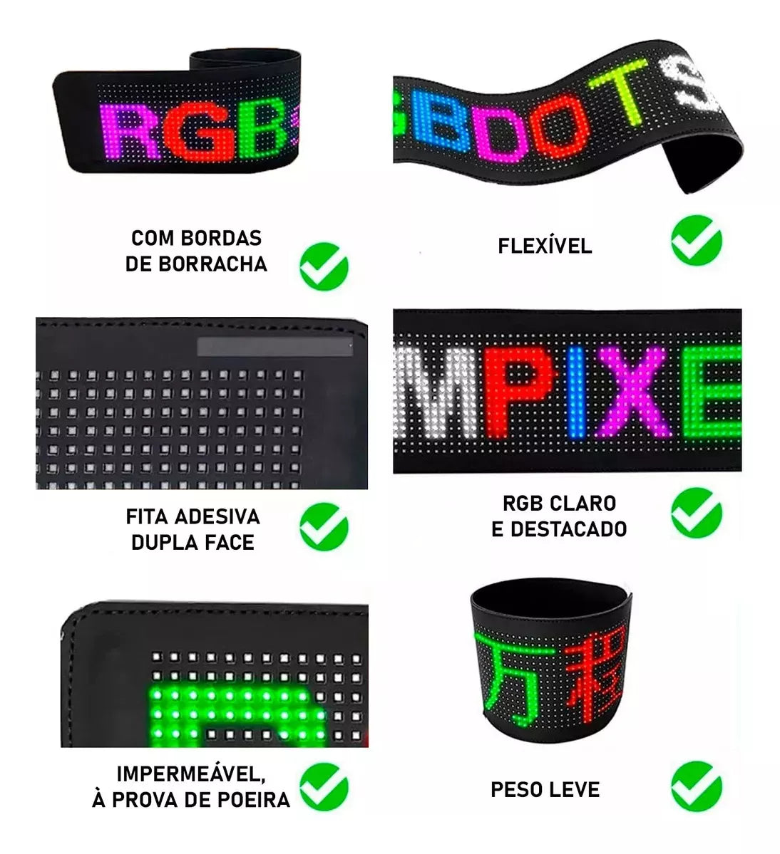 Tela Flexível de Led para Carros e Caminhões - Display Digital com Aplicativo no Celular