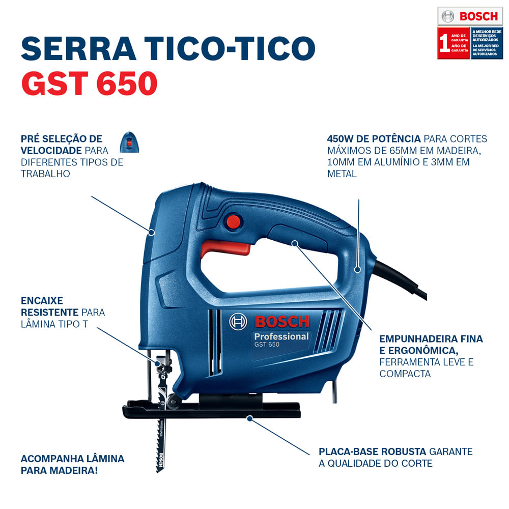 Serra Tico-Tico Bosch GST650 450W