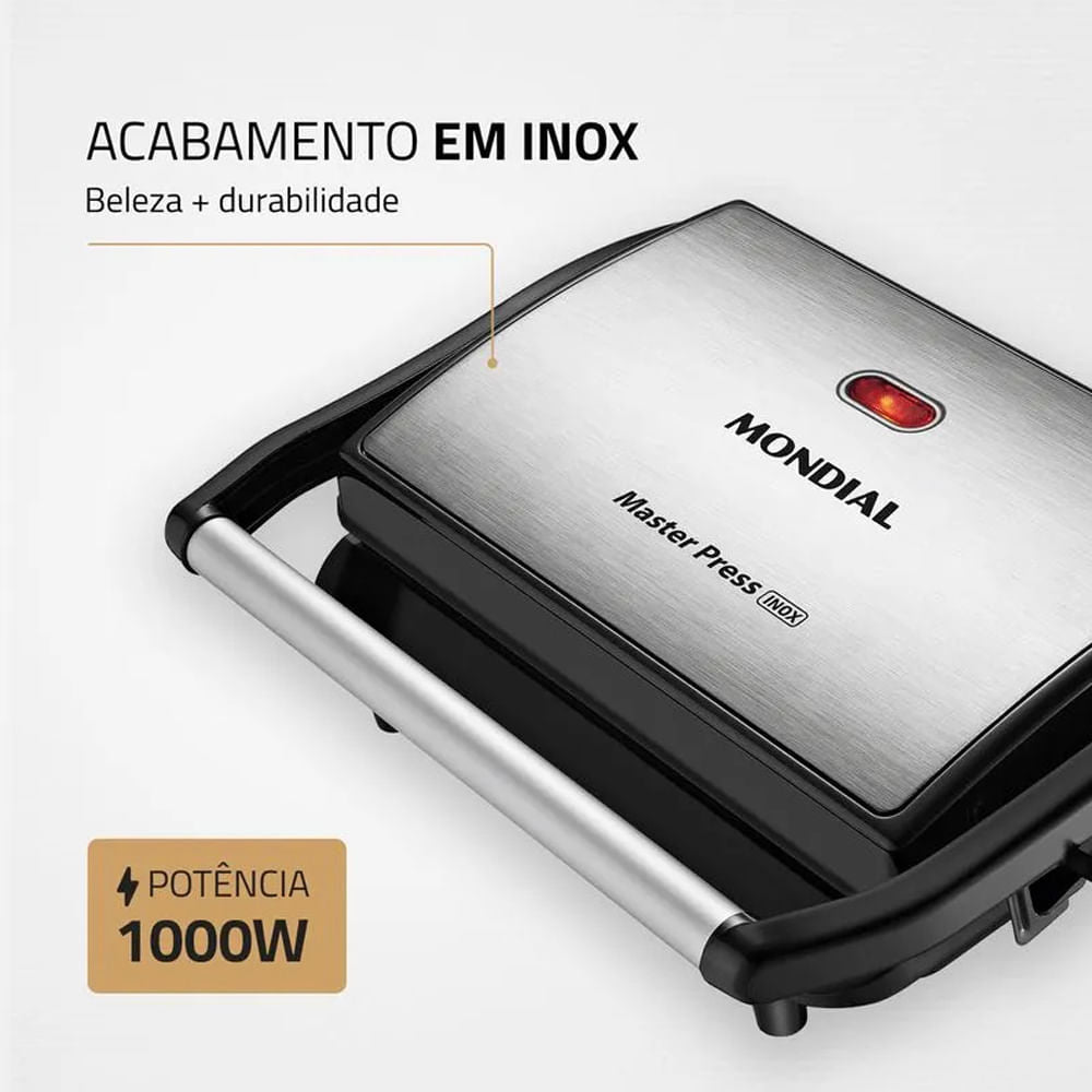 Press Grill Master Mondial PG-01 - Inox com Preto