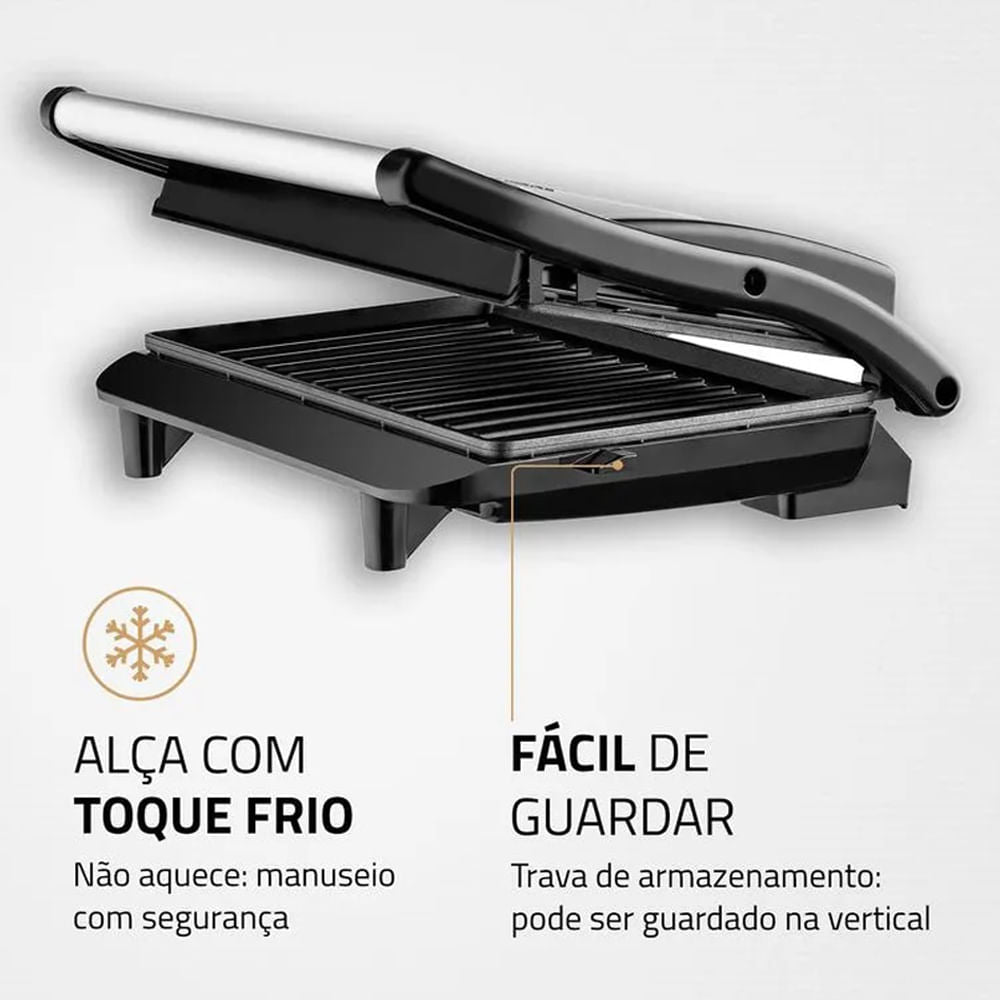 Press Grill Master Mondial PG-01 - Inox com Preto