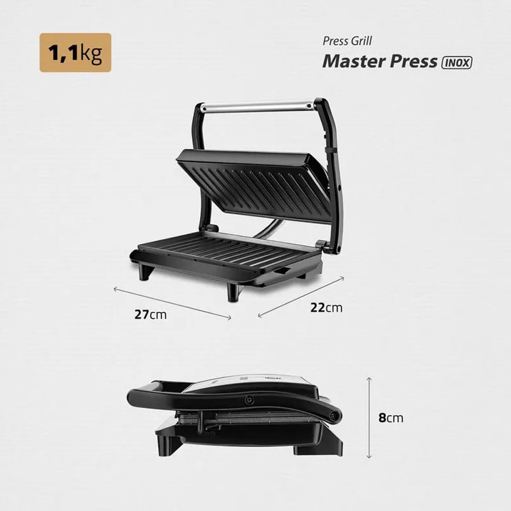 Press Grill Master Mondial PG-01 - Inox com Preto