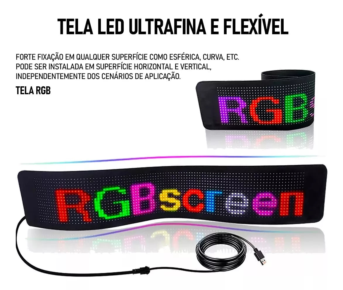 Tela Flexível de Led para Carros e Caminhões - Display Digital com Aplicativo no Celular