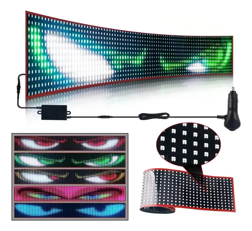 Tela Flexível de Led para Carros e Caminhões - Display Digital com Aplicativo no Celular