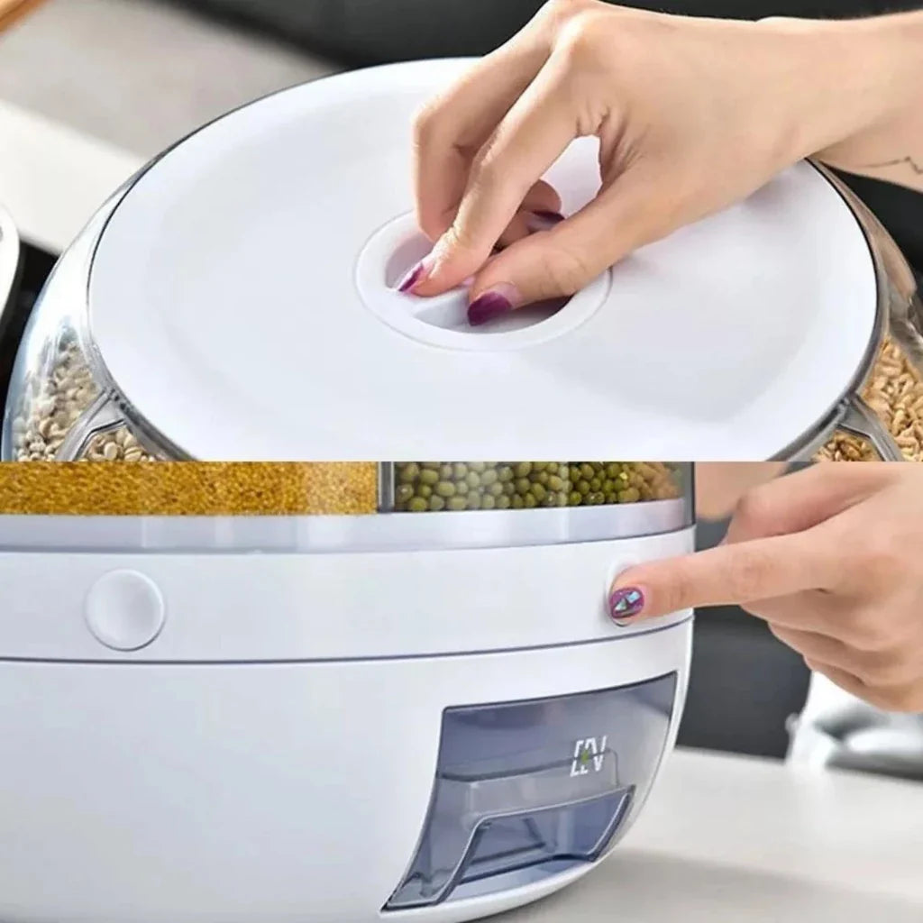 Dispenser De Grãos E Cereais Giratório Com 6 Divisões | Frete Grátis