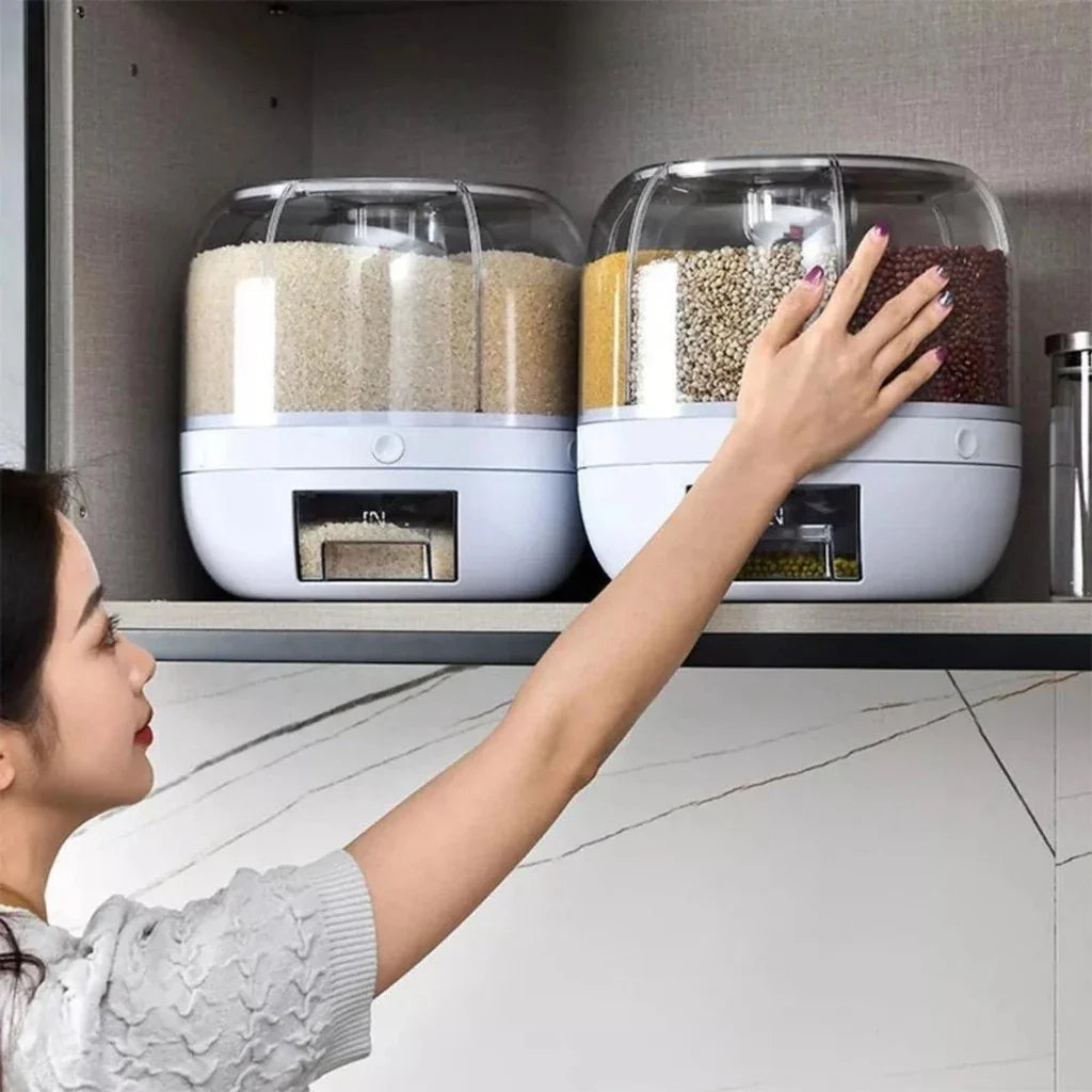 Dispenser De Grãos E Cereais Giratório Com 6 Divisões | Frete Grátis