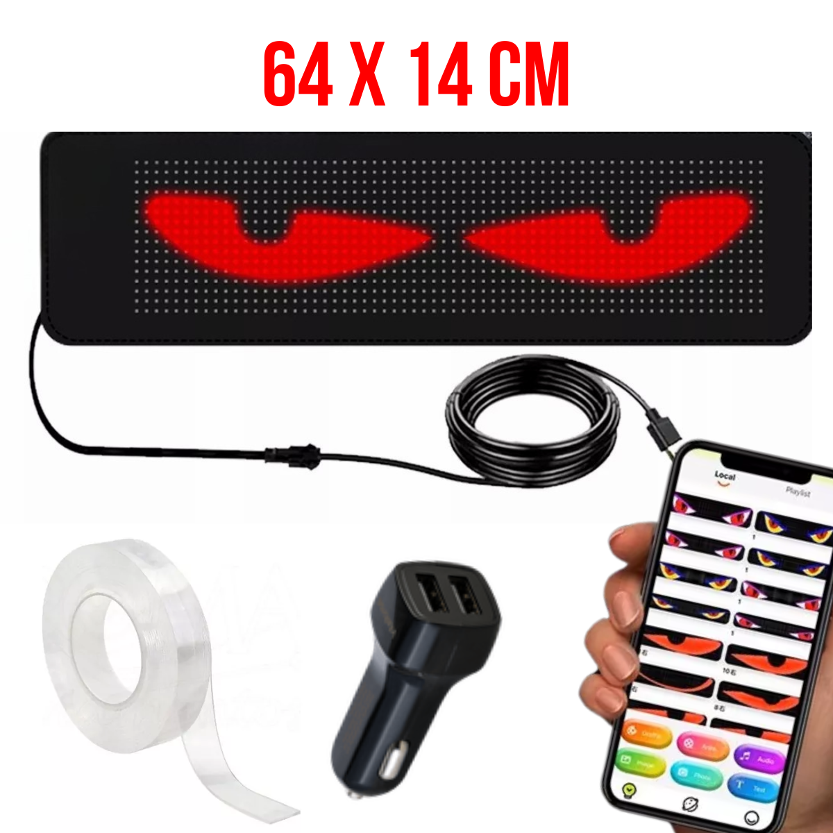 Tela Flexível de Led para Carros e Caminhões - Display Digital com Aplicativo no Celular