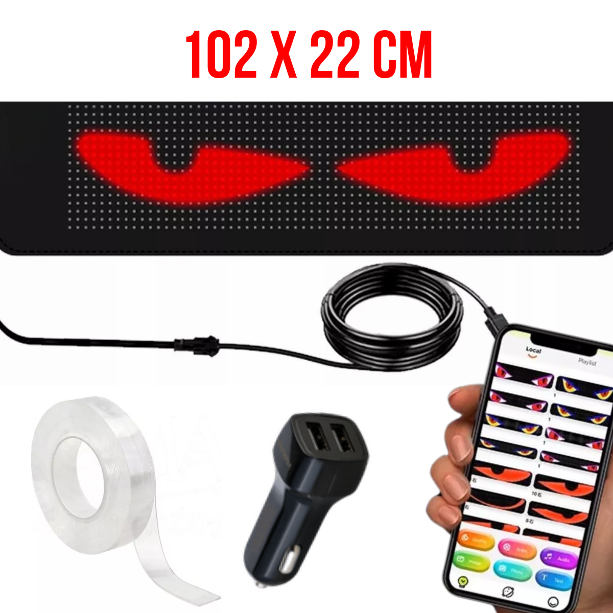 Tela Flexível de Led para Carros e Caminhões - Display Digital com Aplicativo no Celular