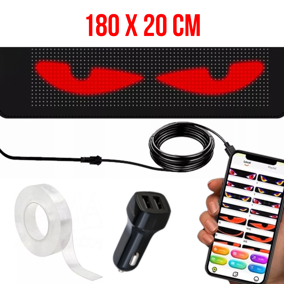 Tela Flexível de Led para Carros e Caminhões - Display Digital com Aplicativo no Celular