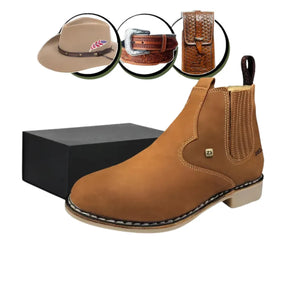 Bota Texas Masculina Ortopédica Couro Legítimo: Conforto Raiz e Brindes