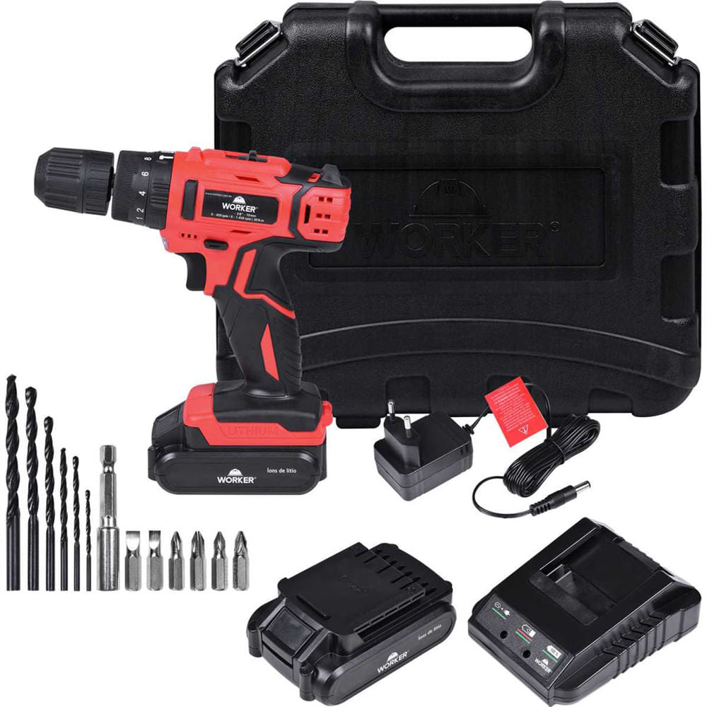 Parafusadeira e Furadeira Worker - Bateria 18V