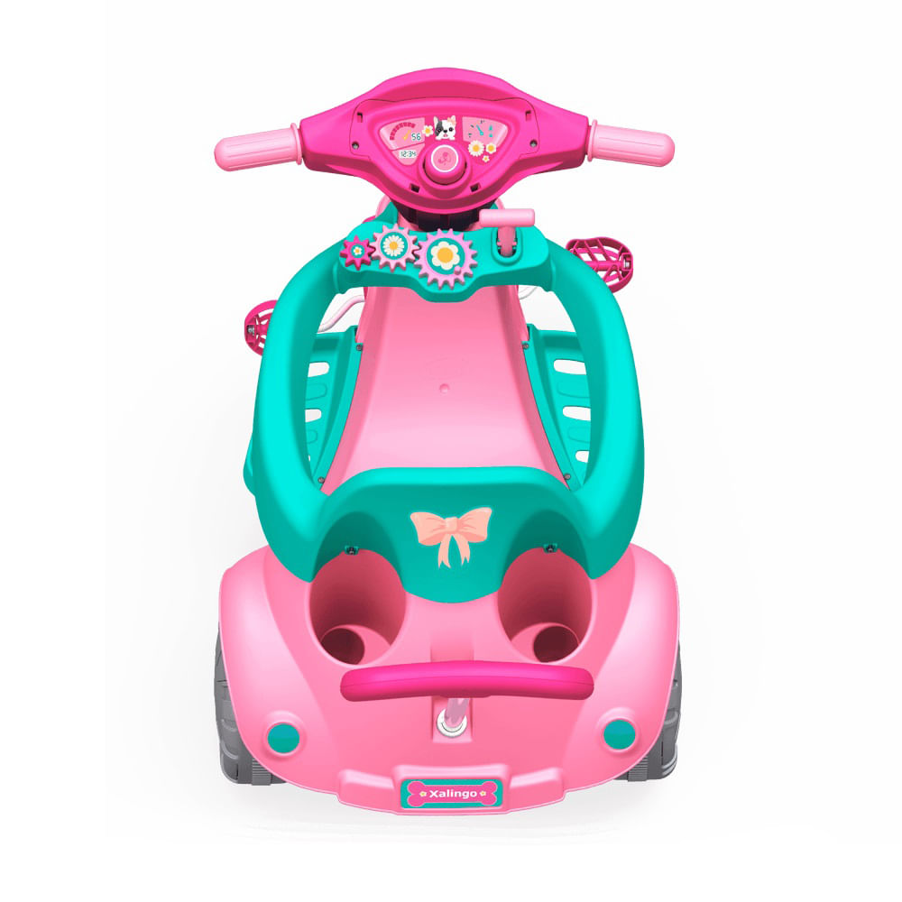 Triciclo Infantil Xalingo Pink Race 3 em 1 com Empurrador - Rosa