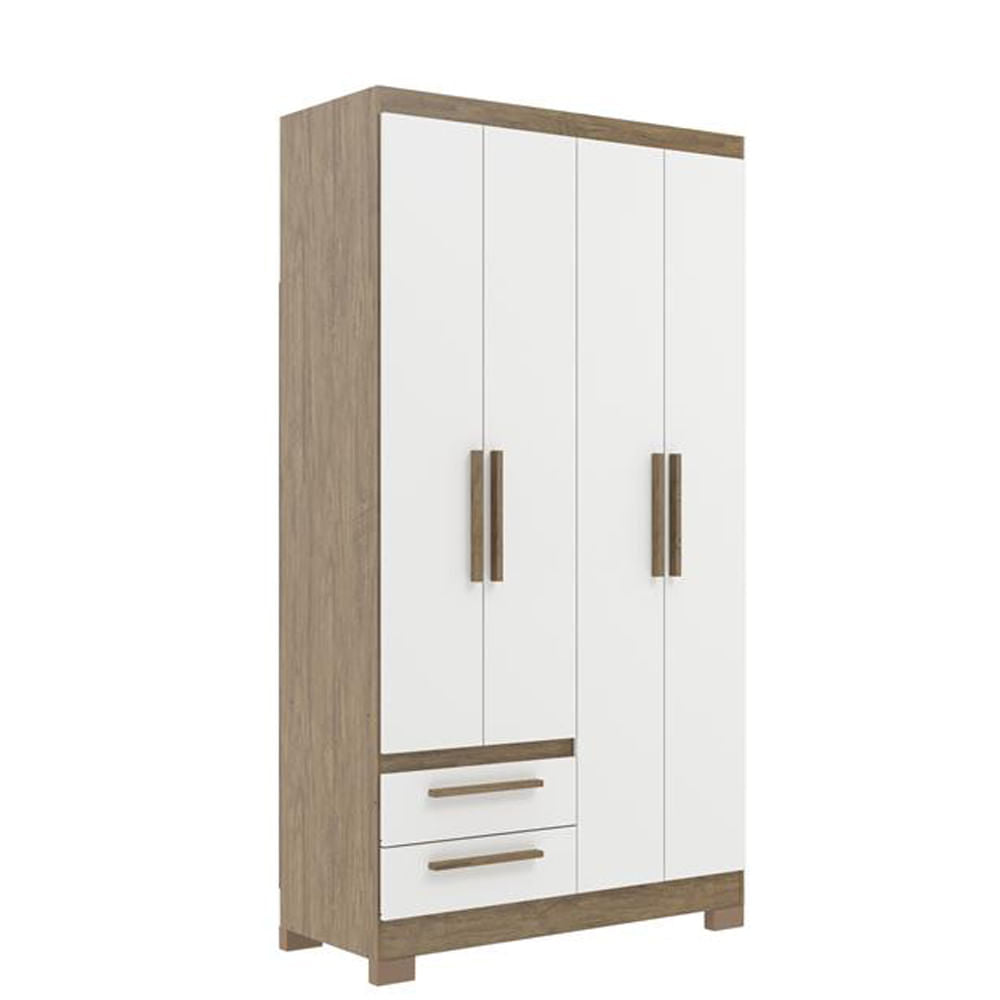 Roupeiro Decibal RP2422 4 Portas 2 Gavetas - Wood/Cristalo