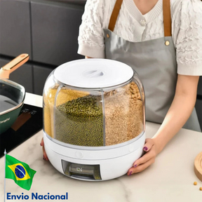 Dispenser De Grãos E Cereais Giratório Com 6 Divisões | Frete Grátis