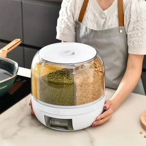 Dispenser De Grãos E Cereais Giratório Com 6 Divisões | Frete Grátis