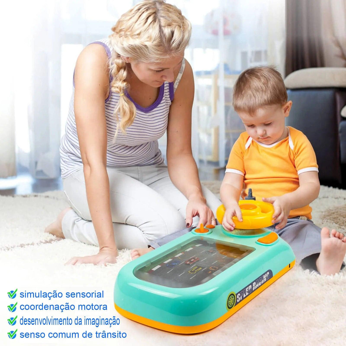 Brinquedo Volante Interativo Infantil com Efeitos Sonoros Realistas